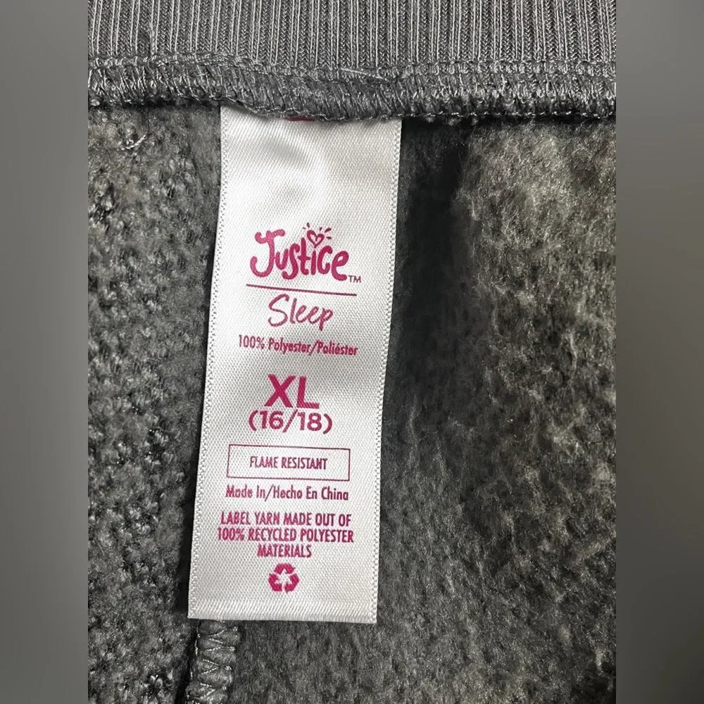 NWT JUSTICE Faux Sherpa Color Block Hooded Pajama Set Sz XL (16-18)